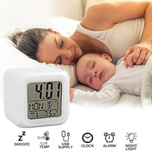 Load image into Gallery viewer, LED Digital Smart Alarm Clock Electronic Desktop Clocks LCD Display Showing Time Alarm Date Bedside Alarm Clocks with Snooze for Bedroom Kitchen Office Battery Operated  Watch Table Electronic Desktop Clocks USB Wake Up Clock Wake Up Time
