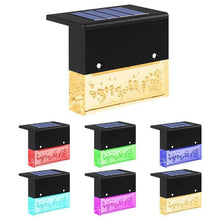 Load image into Gallery viewer, LED Solar Fence Light Outdoor Courtyard Home Garden Decoration Light RGB Waterproof Plywood Lights Decorative Table Lamp Cute Study Lamps for Bedroom Décor
