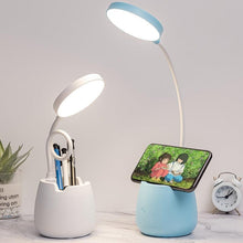 Load image into Gallery viewer, LED Table Lamp With Pen Holder Touch Dimmable Flexo Desk Lamp USB Rechargeable Eye Protection Bedside Learning Reading Lamp Decorative Table Lamp Cute Study Lamps for Bedroom Décor

