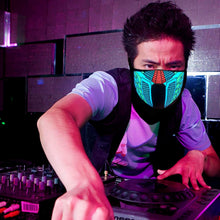 Load image into Gallery viewer, LED Warm Headgear ED Face Mask Party Masks Light Up Dance Halloween Cosplay Easter Rave Mask Luminous Costume Washable Foldable  Luminous Cool Party Mask Activated Light Up Mask Led Music Party Mask Led Music Mask for Festival Party

