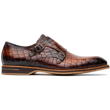 Load image into Gallery viewer, 55-112-CGN LEGERRA Hand Burnished Crocodile Print Monkstrap Cognac
