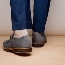 Load image into Gallery viewer, 56-105-GRY LEGERRA Sueded Goatskin Monkstrap Grey
