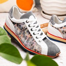 Load image into Gallery viewer, 66-250-GRY LEO Sueded Italian Goatskin Sneakers Grey Multi
