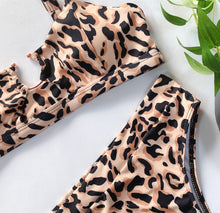 Load image into Gallery viewer, Leopard Bikinis Bikini Swimming Women's Bathing Suits Push Up Swimsuit Women's Padded Underwire Bikini  Wire Push Up Bathing Suit Leopard Printed High Cut Vintage Swimsuit
