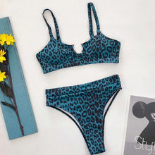 Load image into Gallery viewer, Leopard Bikinis Bikini Swimming Women's Bathing Suits Push Up Swimsuit Women's Padded Underwire Bikini  Wire Push Up Bathing Suit Leopard Printed High Cut Vintage Swimsuit
