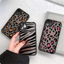 Load image into Gallery viewer, Leopard Print Elegant Pattern Protective Phone Case Translucent Hard Back With Silicone Leopard Pattern Phone Case For Iphone 11 Pro Max 12 13 Mini X Xs Max 7 8 Plus Mobile Phone Protective Case
