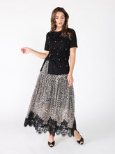 Load image into Gallery viewer, Leopard Print Lace Hem Elastic Waist Skirt
