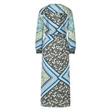 Load image into Gallery viewer, Alida Green Scarf Print Maxi Dress
