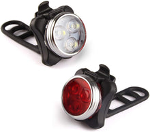 Load image into Gallery viewer, Lightweight USB Rechargeable Bike Light Set Super Bright Front Headlight And Rear LED Bicycle Light 4 Light Mode Options USB Rechargeable Bike Light Set LED Bicycle Front Headlight And Rear Taillight Lithium Battery 650mAh
