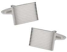 Load image into Gallery viewer, Lined Silvertone Cufflinks
