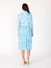 Load image into Gallery viewer, Long Sleeve Belted Smocked Cuffs Print Dress
