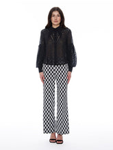 Load image into Gallery viewer, Long Sleeve Button Cuff Eyelet Collared Top

