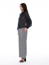 Load image into Gallery viewer, Long Sleeve Button Cuff Eyelet Collared Top
