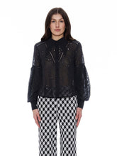Load image into Gallery viewer, Long Sleeve Button Cuff Eyelet Collared Top
