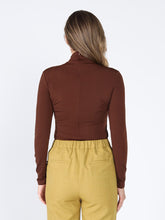 Load image into Gallery viewer, Long Sleeve Mock Neck Flower Applique Top
