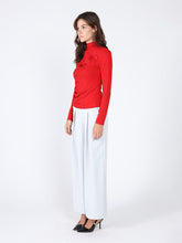 Load image into Gallery viewer, Long Sleeve Mock Neck Flower Applique Top
