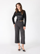 Load image into Gallery viewer, Long Sleeve Round Neck Leather Detailed Top
