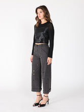 Load image into Gallery viewer, Long Sleeve Round Neck Leather Detailed Top
