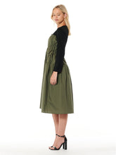 Load image into Gallery viewer, Long Sleeve Two Material Smocked Gathered Dress

