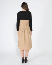 Load image into Gallery viewer, Long Sleeve Two Material Smocked Gathered Dress
