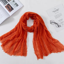 Load image into Gallery viewer, Long Soft Cotton Lightweight Crinkle Hijab Scarf Elegant Headscarf Head Wrap Islamic Head Wraps Hijab For Women 70*175cm
