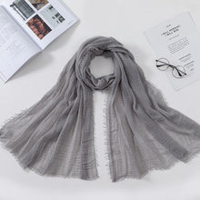 Load image into Gallery viewer, Long Soft Cotton Lightweight Crinkle Hijab Scarf Elegant Headscarf Head Wrap Islamic Head Wraps Hijab For Women 70*175cm
