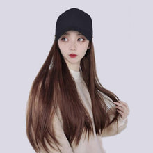 Load image into Gallery viewer, Long Straight Synthetic Baseball Cap Hair Wig Natural Black Brown Hat Wigs Natural Seamless Hair Extensions Wigs For Black Women Cosplay Wigs For Women
