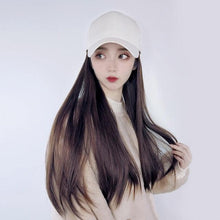 Load image into Gallery viewer, Long Straight Synthetic Baseball Cap Hair Wig Natural Black Brown Hat Wigs Natural Seamless Hair Extensions Wigs For Black Women Cosplay Wigs For Women

