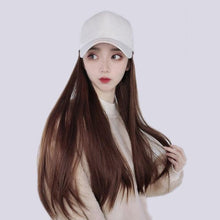 Load image into Gallery viewer, Long Straight Synthetic Baseball Cap Hair Wig Natural Black Brown Hat Wigs Natural Seamless Hair Extensions Wigs For Black Women Cosplay Wigs For Women
