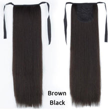 Load image into Gallery viewer, Long Straight Synthetic Hairpiece Ponytail Hair Natural Wrap Around Ponytail Chip in Hair Extensions Pony Tail Wig Synthetic Long Pony Tail Natural Black Comb In Ponytail Hair Pieces For Women
