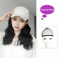 Load image into Gallery viewer, Long Synthetic Baseball Cap Hair Wig Natural Black Cap Hair Extensions Natural Corn Whisker wig Wave Wigs Hat Wig Adjustable Wigs For Black Women Cosplay Wigs For Women
