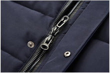Load image into Gallery viewer, Long Winter Warm Thick Hooded Jacket Coat Windproof Thicken Hooded Coat Comfortable Jacket Men Autumn Outdoor Fashion Classic Windproof Multiple Pockets Men Light Jacket Coat
