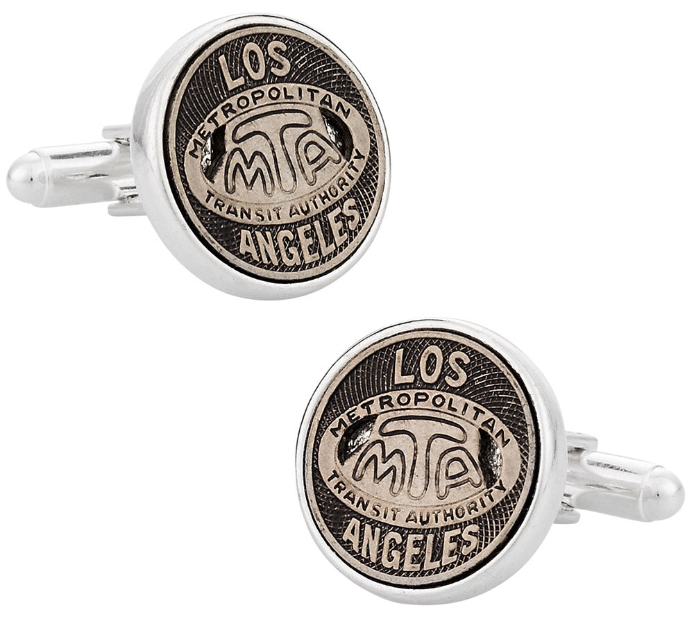 Los Angeles Transit Token Cufflinks Clad in Sterling Silver