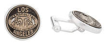 Load image into Gallery viewer, Los Angeles Transit Token Cufflinks Clad in Sterling Silver
