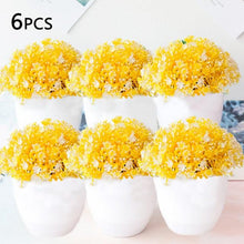 Load image into Gallery viewer, Love Art Set of 6 Small Artificial Decor Bonsai Potted Plastic Fake Flowers for Home Garden Office Desk Wall Book Shelf Decor Room Hotel  Decor
