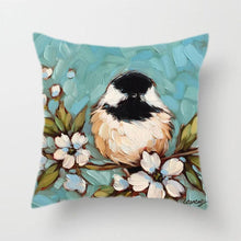 Load image into Gallery viewer, Lovely Bird Polyester Cotton Cushion Cover Bird On The Tree Accent Decorative Throw Pillow Case Hand Painted Cushion Cover Cute Bird Pillow Shells Flower Pattern Pillow Covers Decorative For Sofa Bed Living Room Luxury New Stylish Pillows 45x45cm
