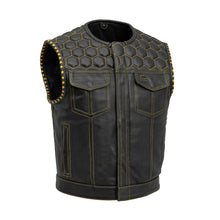 Load image into Gallery viewer, Lowside Hornet Perforated Men's Club Style Leather Vest
