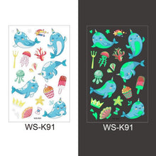 Load image into Gallery viewer, Luminous Tattoo Stickers Temporary Animal Tattoos Glow Paste on Face Arm Leg Fluorescent Waterproof Fake Tattoo For Kids Girls

