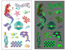Load image into Gallery viewer, Luminous Tattoo Stickers Temporary Animal Tattoos Glow Paste on Face Arm Leg Fluorescent Waterproof Fake Tattoo For Kids Girls
