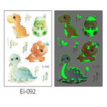 Load image into Gallery viewer, Luminous Tattoo Stickers Temporary Animal Tattoos Glow Paste on Face Arm Leg Fluorescent Waterproof Fake Tattoo For Kids Girls
