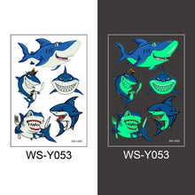 Load image into Gallery viewer, Luminous Tattoo Stickers Temporary Animal Tattoos Glow Paste on Face Arm Leg Fluorescent Waterproof Fake Tattoo For Kids Girls
