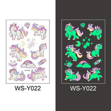 Load image into Gallery viewer, Luminous Tattoo Stickers Temporary Animal Tattoos Glow Paste on Face Arm Leg Fluorescent Waterproof Fake Tattoo For Kids Girls

