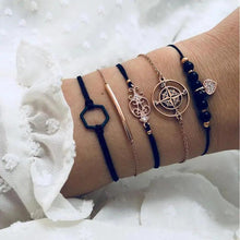 Load image into Gallery viewer, Luxruy Modern Bohemian Gold Color Moon Leaf Crystal Opal Open Bracelet Set for Women In Boho Beach Bangle Jewelry Style
