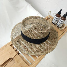 Load image into Gallery viewer, Luxurious New Handmade Straw Beach Hat For Women Summer Hat Luxury Cap Fashion Straw Hat Flat Sun Protection Hats Beautiful Unique Design 55-60cm
