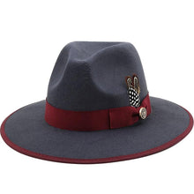 Load image into Gallery viewer, Luxurious Unique Couple Hats Wide Brim Fedora Hat Winter Autumn Trendy Fedora Hat  Women Black Red Wedding Hat With Feather Belts For Hats Men Beautiful Gentleman Elegant Classical Hat
