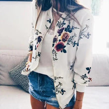 Load image into Gallery viewer, Luxurious Women Floral Jackets Spring Summer Long Sleeve Zipper Print Bomber Jacket Casual Pocket Slim Female Fashion Outwears Plus Size
