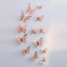 Load image into Gallery viewer, Luxury 3D Wall Stunning 12Pcs 4D Hollow Butterfly Wall Sticker Home Decoration Wall Stickers wedding Party Wedding Decors Butterfly Kids Room Decors
