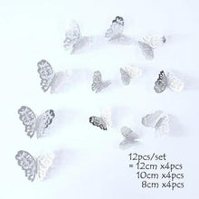 Load image into Gallery viewer, Luxury 3D Wall Stunning 12Pcs 4D Hollow Butterfly Wall Sticker Home Decoration Wall Stickers wedding Party Wedding Decors Butterfly Kids Room Decors
