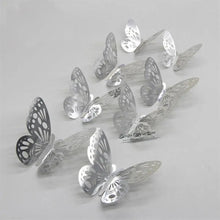Load image into Gallery viewer, Luxury 3D Wall Stunning 12Pcs 4D Hollow Butterfly Wall Sticker Home Decoration Wall Stickers wedding Party Wedding Decors Butterfly Kids Room Decors

