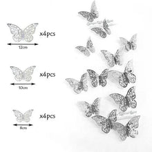 Load image into Gallery viewer, Luxury 3D Wall Stunning 12Pcs 4D Hollow Butterfly Wall Sticker Home Decoration Wall Stickers wedding Party Wedding Decors Butterfly Kids Room Decors
